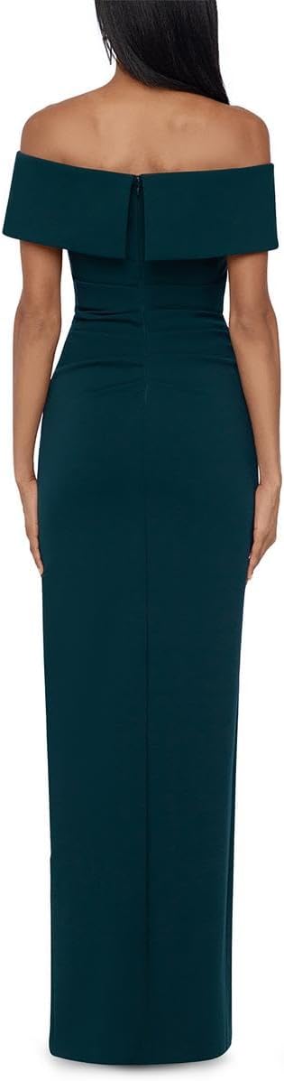XSCAPE Off-The-Shoulder Gown Pine Green Size 16