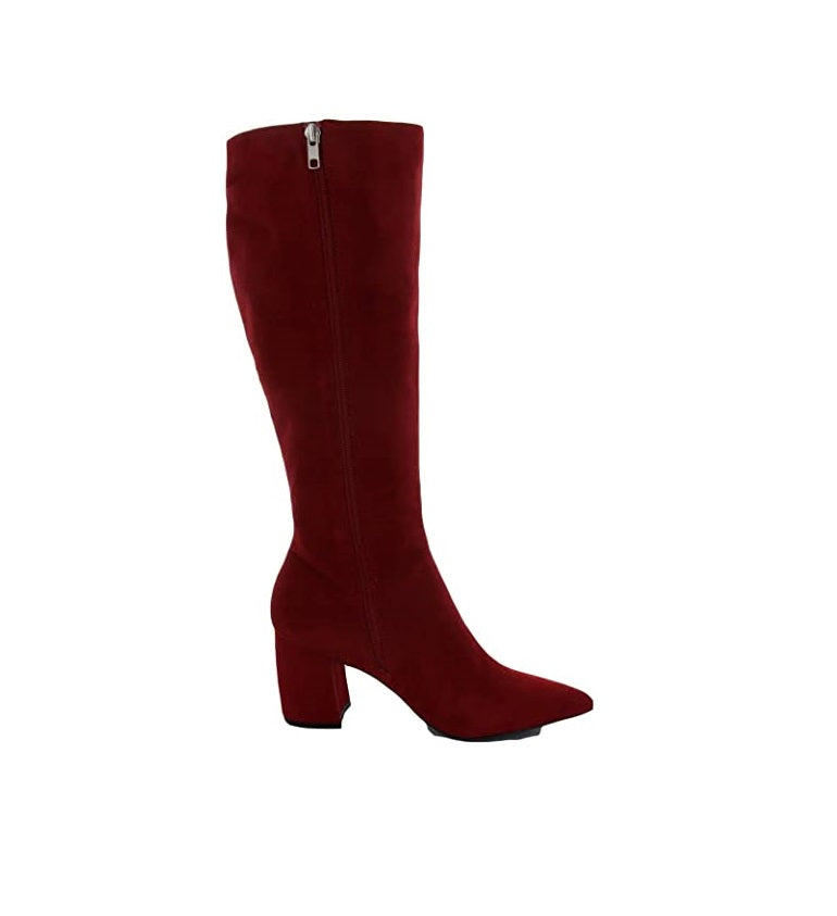 Steve Madden Womens Nieve Suede Pointed Toe Knee-High Boots Color Red Suede Size 7.5M