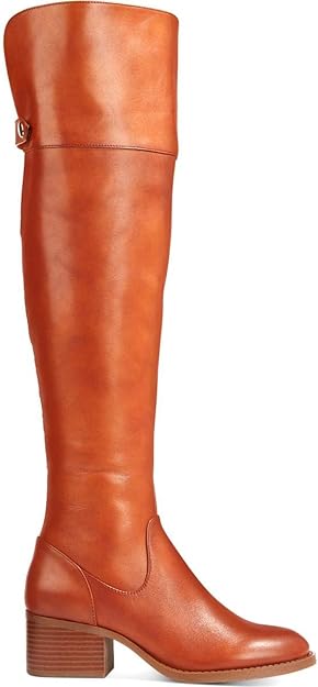 INC International Concepts Karmenn Leather Tall Over-The-Knee Boots Color Cognac Size 5.5M