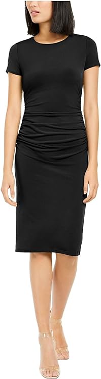 INC International Concepts Ruched-Side Sheath Dress Color Deep Black Size M