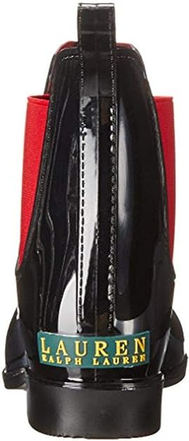 Lauren Ralph Lauren Women's Tally Rubber Short Rain Ankle Boots Color Black/Lauren Red Size 5M