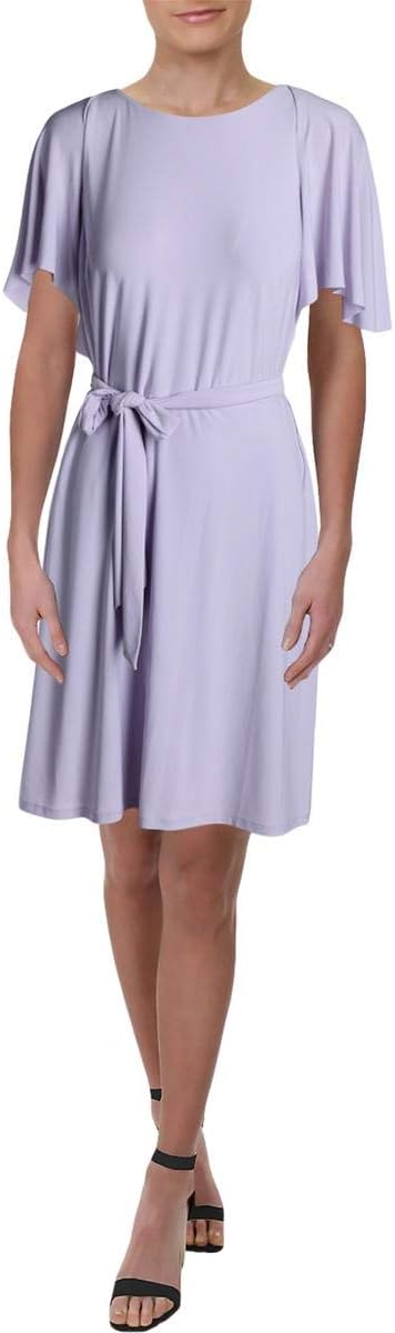 LAUREN RALPH LAUREN Women's Gaelyn Flutter Sleeve Daytime Party Dress Color Purple Size 14