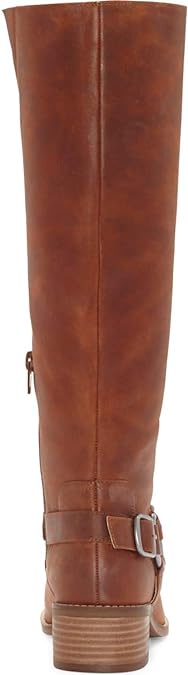 Lucky Brand Women's Karesi Leather Stacked Heel Knee-High Boots Whiskey Size 6