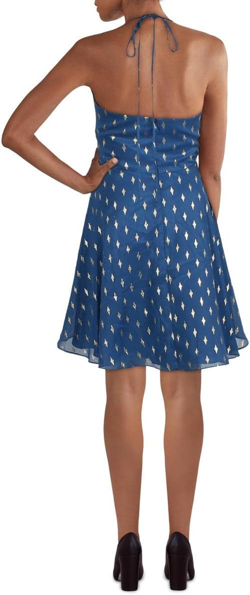 Blondie Nites by Stacy Sklar Juniors Metallic Halter Mini Dress Color Blue Size 7
