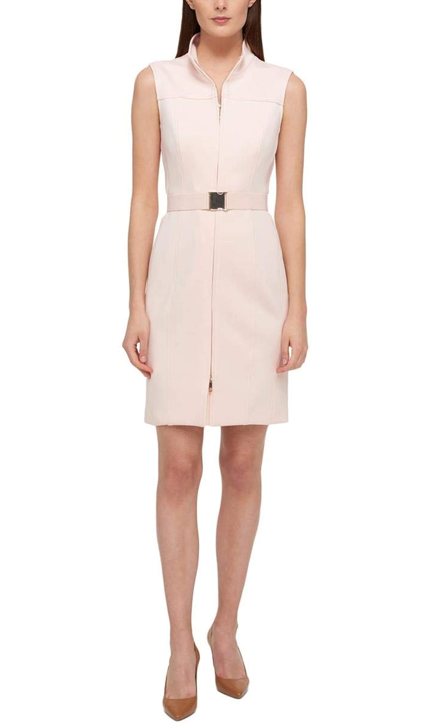 Tommy Hilfiger Women's Classic Scuba Zip Up Dress Color Powder Size 10