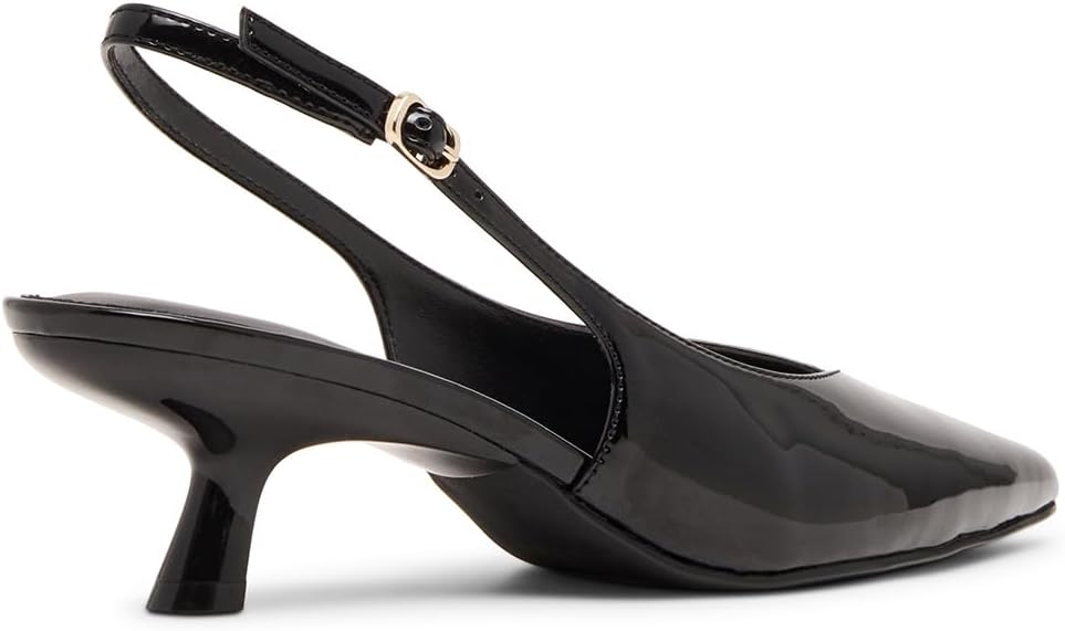 Madden Girl Women's Kitten Slingback Pointed Toe Pumps Black Patent Size 8.5