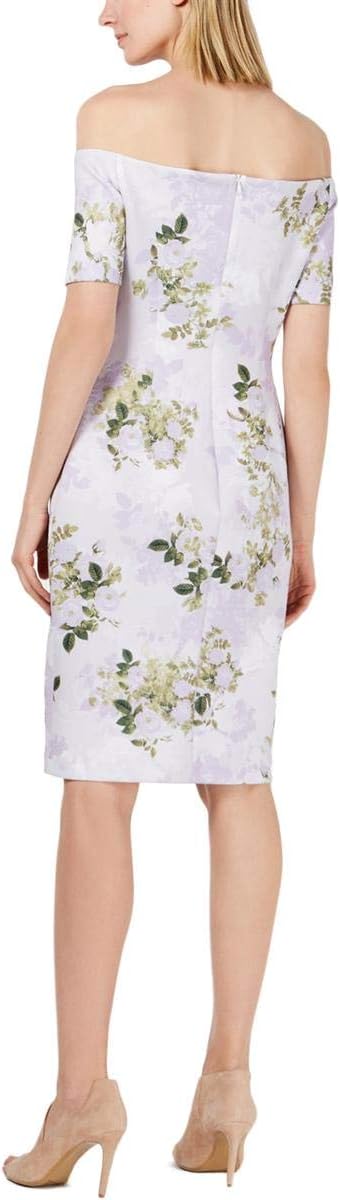 Calvin Klein Women's Short Sleeve Off The Shoulder Sheath Dress Color Opal Multi Size 14