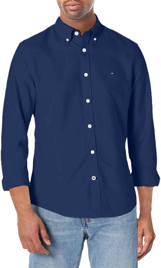 Tommy Hilfiger Men's New England Solid Oxford Shirt  Color Navy Blazer Size 2XL
