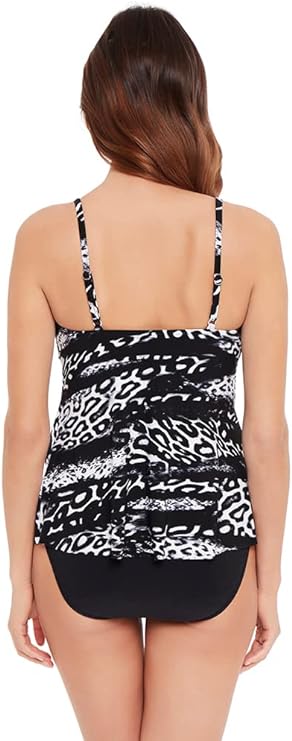Magicsuit Chloe Tiered Tankini Top Color Black/White Size 8