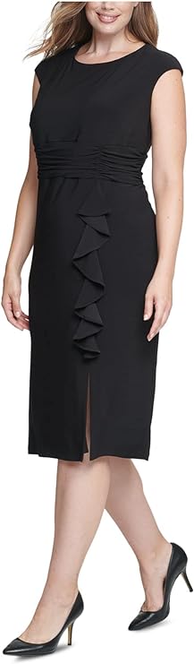 Jessica Howard Women's Plus Sleeveless Career Wear Midi Dress Color Black Size 20W