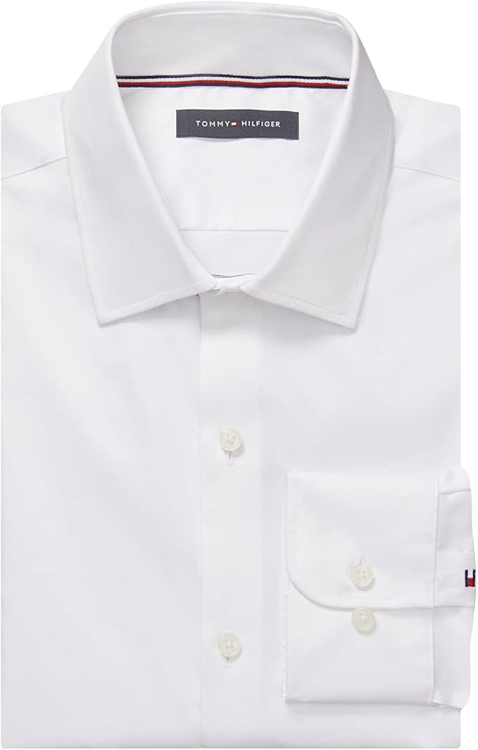 Tommy Hilfiger Men's Flex Stretch Button Down Dress Shirt White Size XL 17.5 32/33