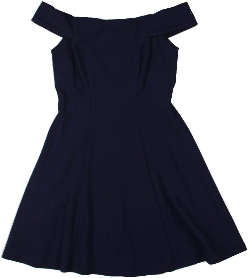 Teeze Me Juniors Off-The-Shoulder A-Line Mini Dress Color Navy Size 3/4