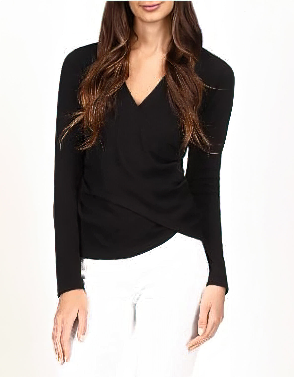 Michael Kors Women's Ribbed Faux-Wrap Top Color Black Size XS