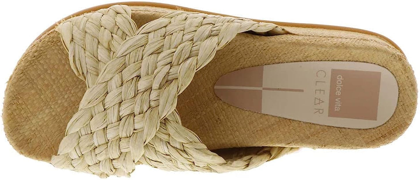 Dolce Vita Clear Women's Wrenly Sandal Color Light Natural Rafia Size 8M