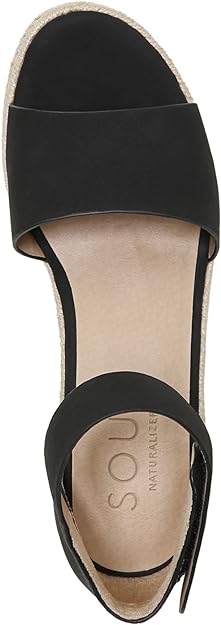 Soul Naturalizer Women's Oakley Ankle Strap Wedge Sandals Color Black Faux Leather Size 8.5M