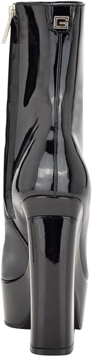 GUESS Women's Byra Patent Square Toe Block Heel Boots Color Black Size 8M