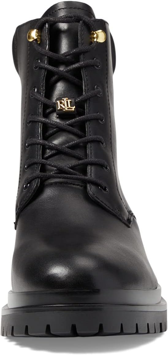 Lauren Ralph Lauren Women's Carlee Lug-Sole Booties Color Black Leather Size 5M