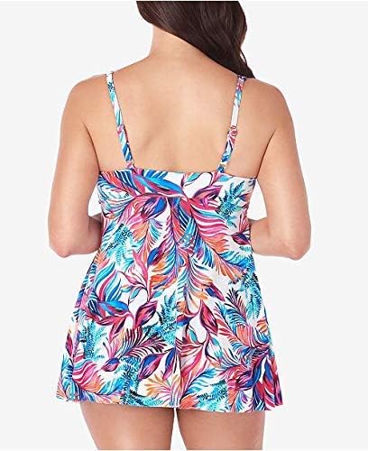 Swim Solutions Sienna Printed Flyaway Tummy Control Swimdress Multicolor Size 18W