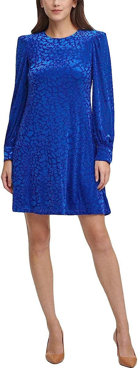 Calvin Klein Womens New Animal Velvet Burnout Shift Dress Color Sapphire Size 10