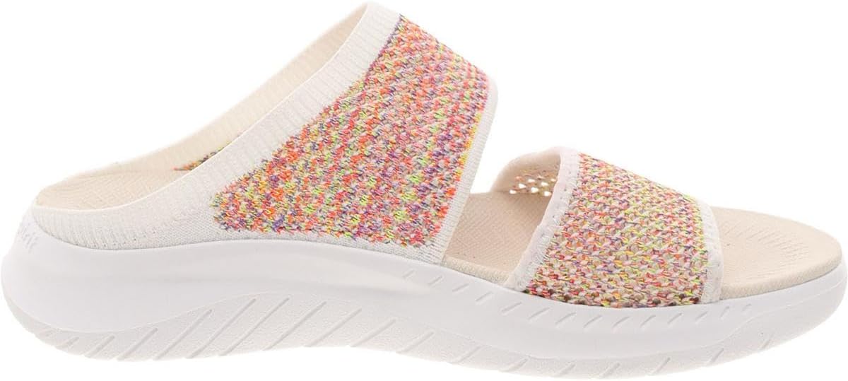 Easy Spirit Women's Davera Open Toe Slip On Slide Sandal Rainbow Multi/White Size 8