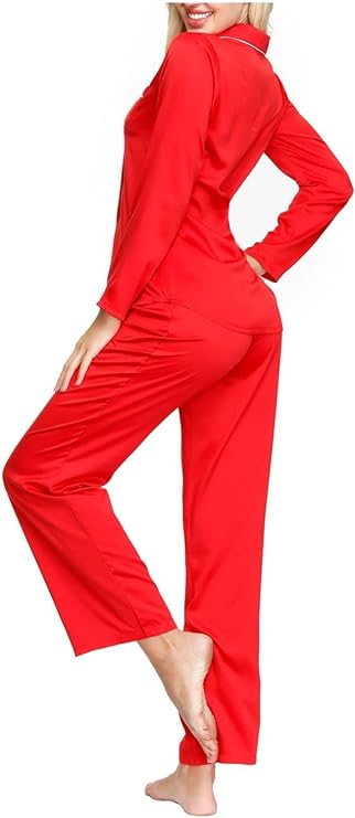 INK+IVY Women's Notch Top & Trouser Pajama Set Color Red Size XS