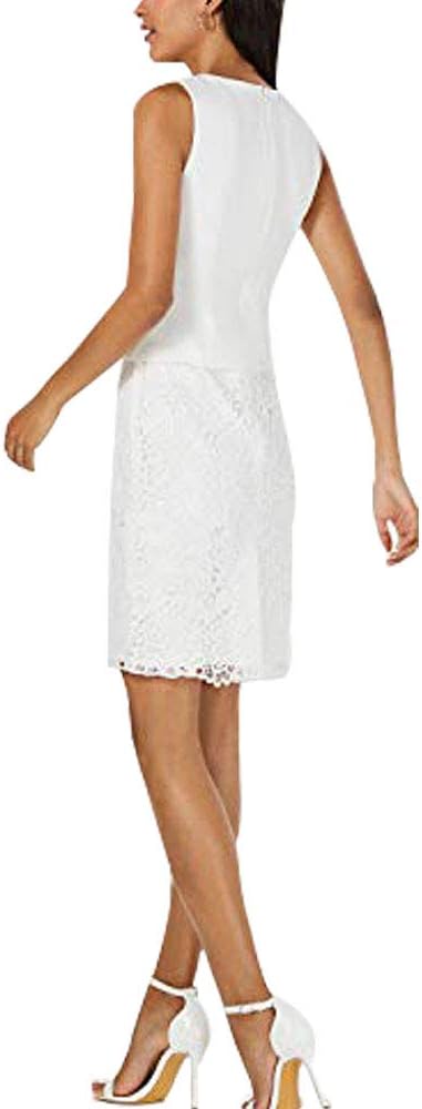 Taylor Dresses Petites Sleeveless Lace Sheath Dress Color White Size 4P