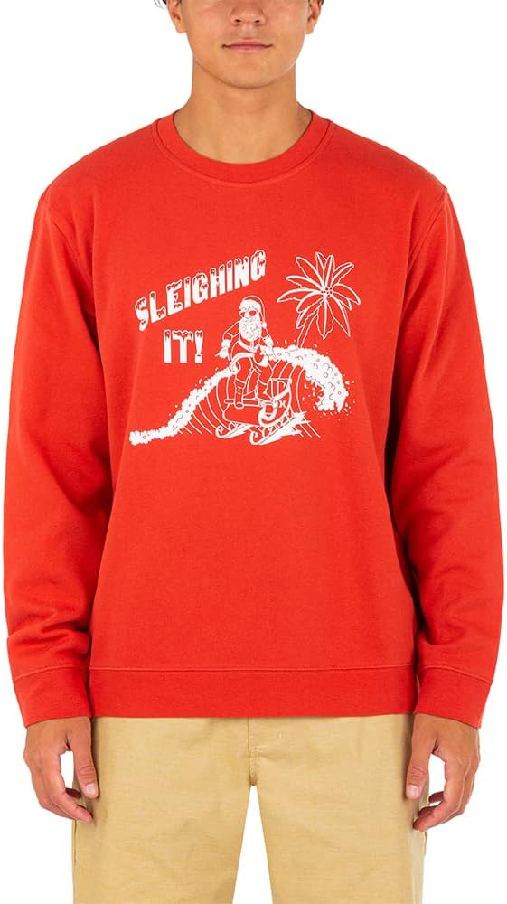 Hurley Men's Sleighing It Summer Crew Sweatshirt Color Martian Sunrise Size L