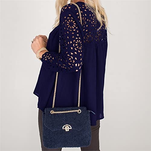 2 Chic Pandora Navy Shaggy Box Handbag Style 29833-NV