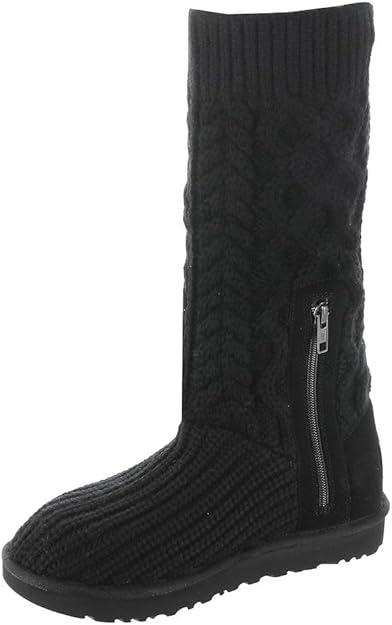 UGG Women's Classic Cardi Cabled Knit Boot Black Size 8