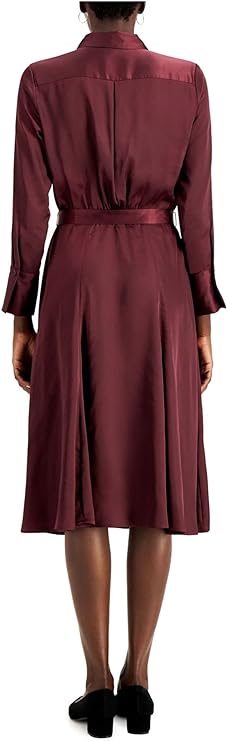 Alfani Fit & Flare Belted Midi Dress Color Berry Jam Size 0