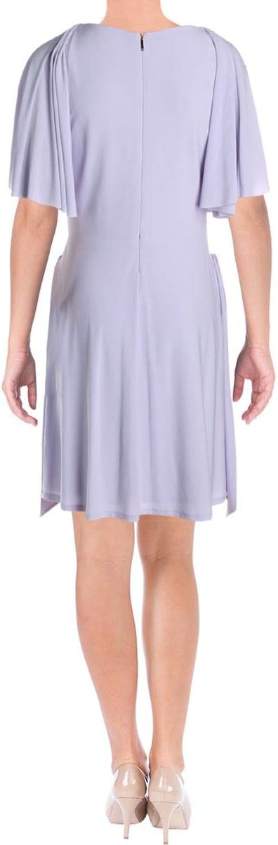 LAUREN RALPH LAUREN Women's Gaelyn Flutter Sleeve Daytime Party Dress Color Purple Size 14