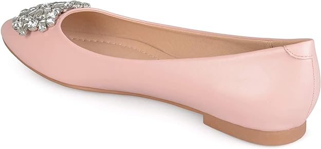 Journee Collection Women's Renzo Faux Leather Pointed Toe Jewel Flats Color Pink Size 9M