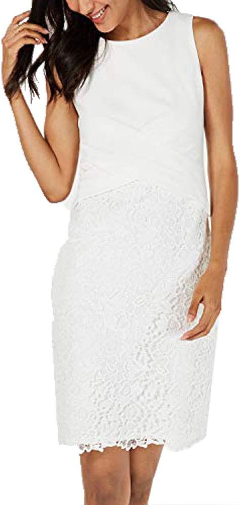 Taylor Dresses Petites Sleeveless Lace Sheath Dress Color White Size 4P