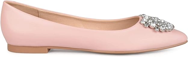 Journee Collection Women's Renzo Faux Leather Pointed Toe Jewel Flats Color Pink Size 9M