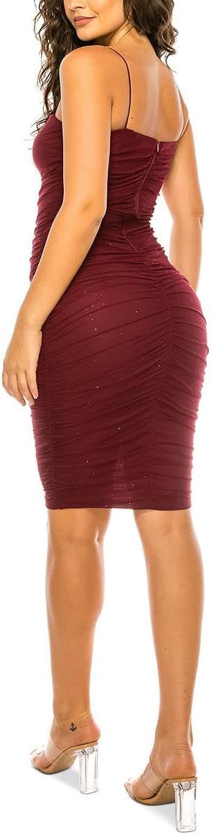 B Darlin Juniors Ruched Glitter Mesh Dress Color Wine/Fuschia Size XL