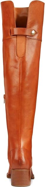 INC International Concepts Karmenn Leather Tall Over-The-Knee Boots Color Cognac Size 5.5M