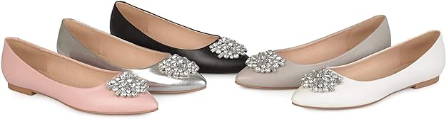 Journee Collection Women's Renzo Faux Leather Pointed Toe Jewel Flats Color Pink Size 9M