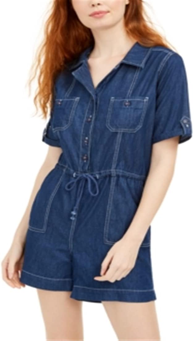 Dollhouse Juniors Cotton Denim Romper Color Navy Size L
