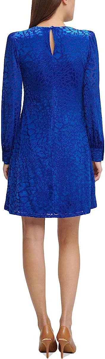 Calvin Klein Womens New Animal Velvet Burnout Shift Dress Color Sapphire Size 10