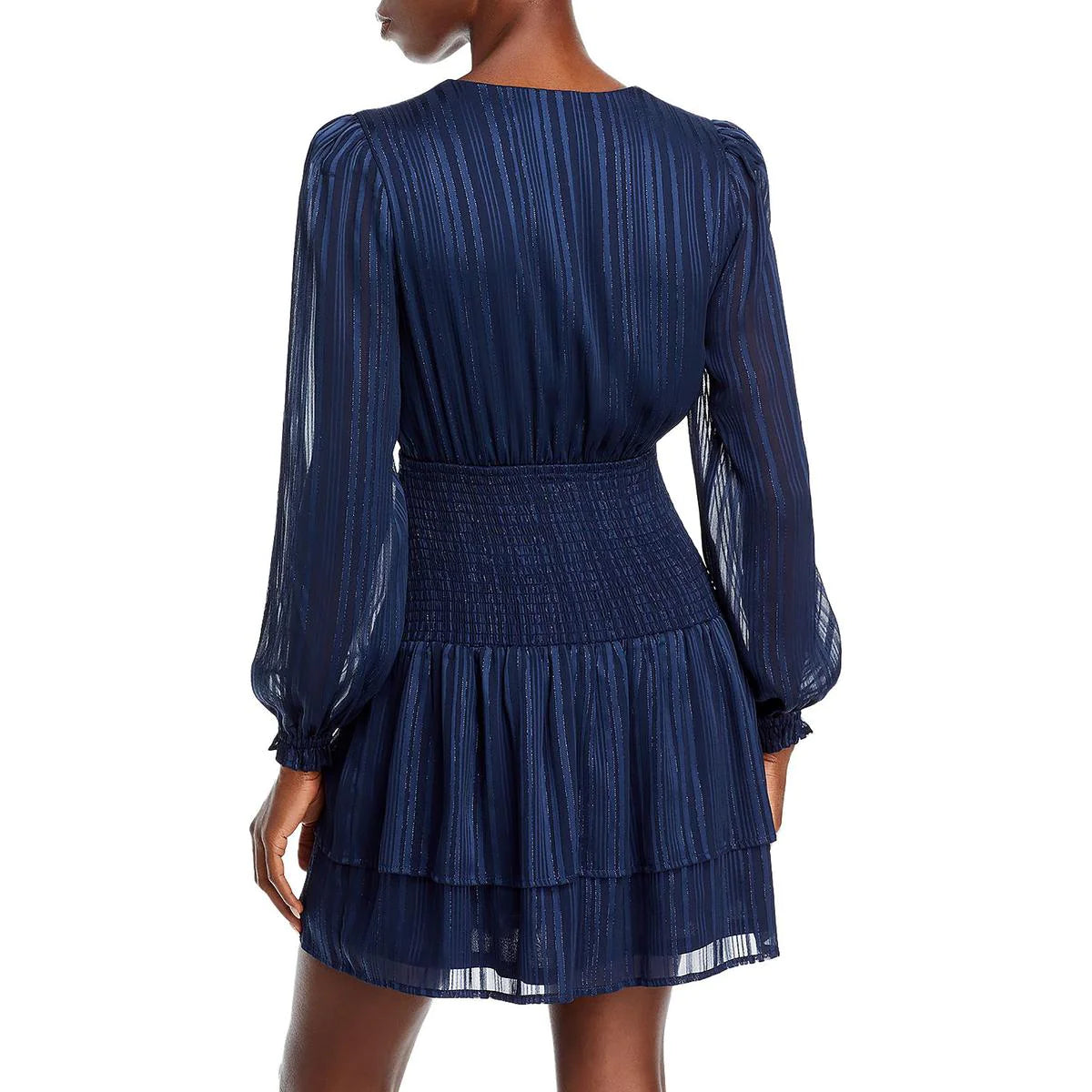 Aqua Women's Smocked Waist Shadow Stripe Dress Color Navy Size XS