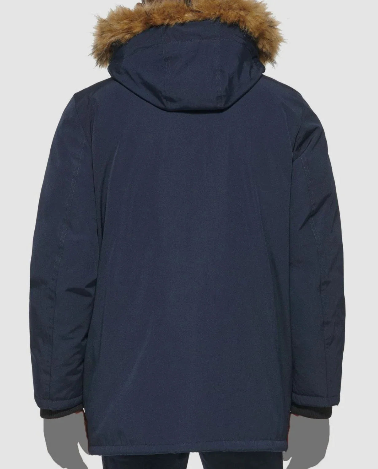 Club Room Men's Parka Faux Fur-Hood Coat Navy Size XL