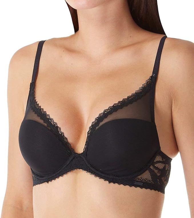 Calvin Klein Women's Perfectly Fit Perennial Lined Plunge Bra Color Black Size 34A