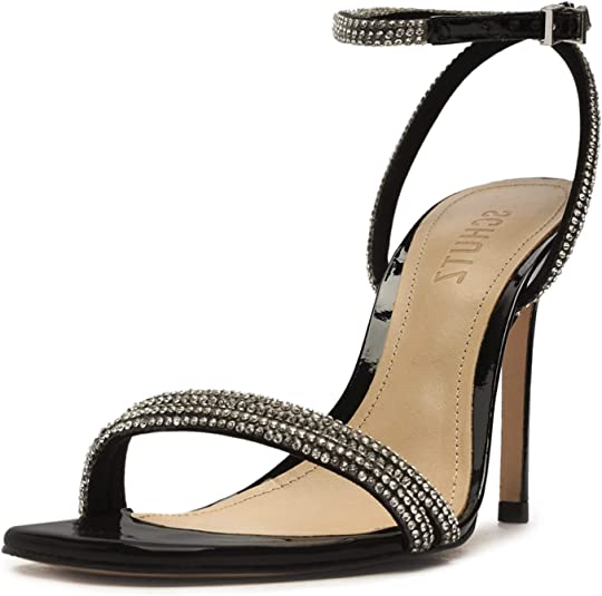 SCHUTZ Altina Glam Sandals Color Chrystal/Black Size 8.5B