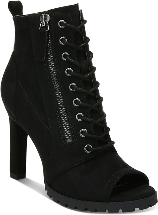 Bar III Women's Damas Faux Suede Peep Toe Shooties Color Black Micro Size 8.5M