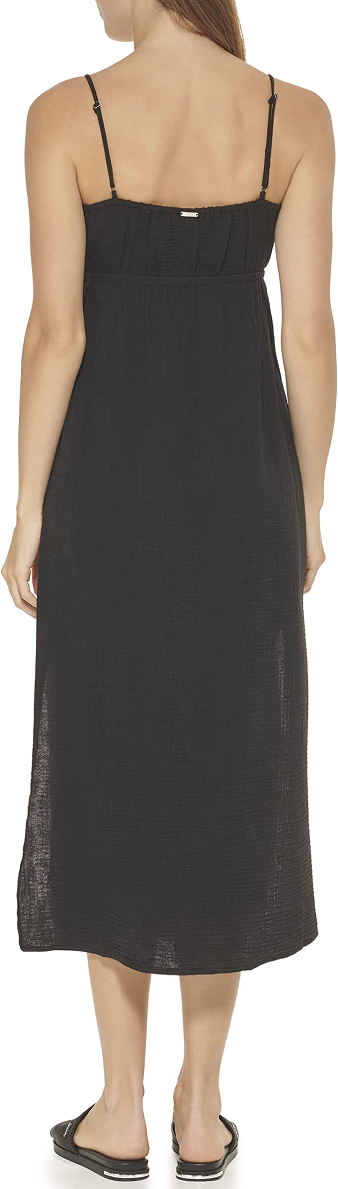DKNY V-Neck Front-Tie Maxi Dress Cover-Up Color Black Size L