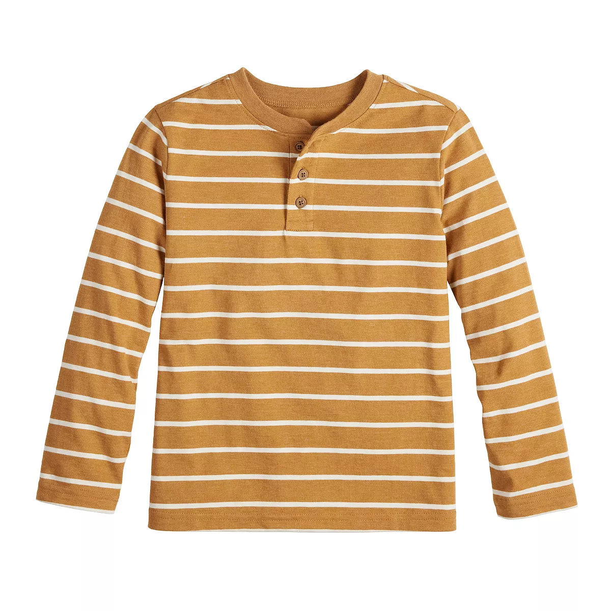 COTTON ON Boys Maddox Long Sleeve Henley Tee Color Tan Stripe Size 6