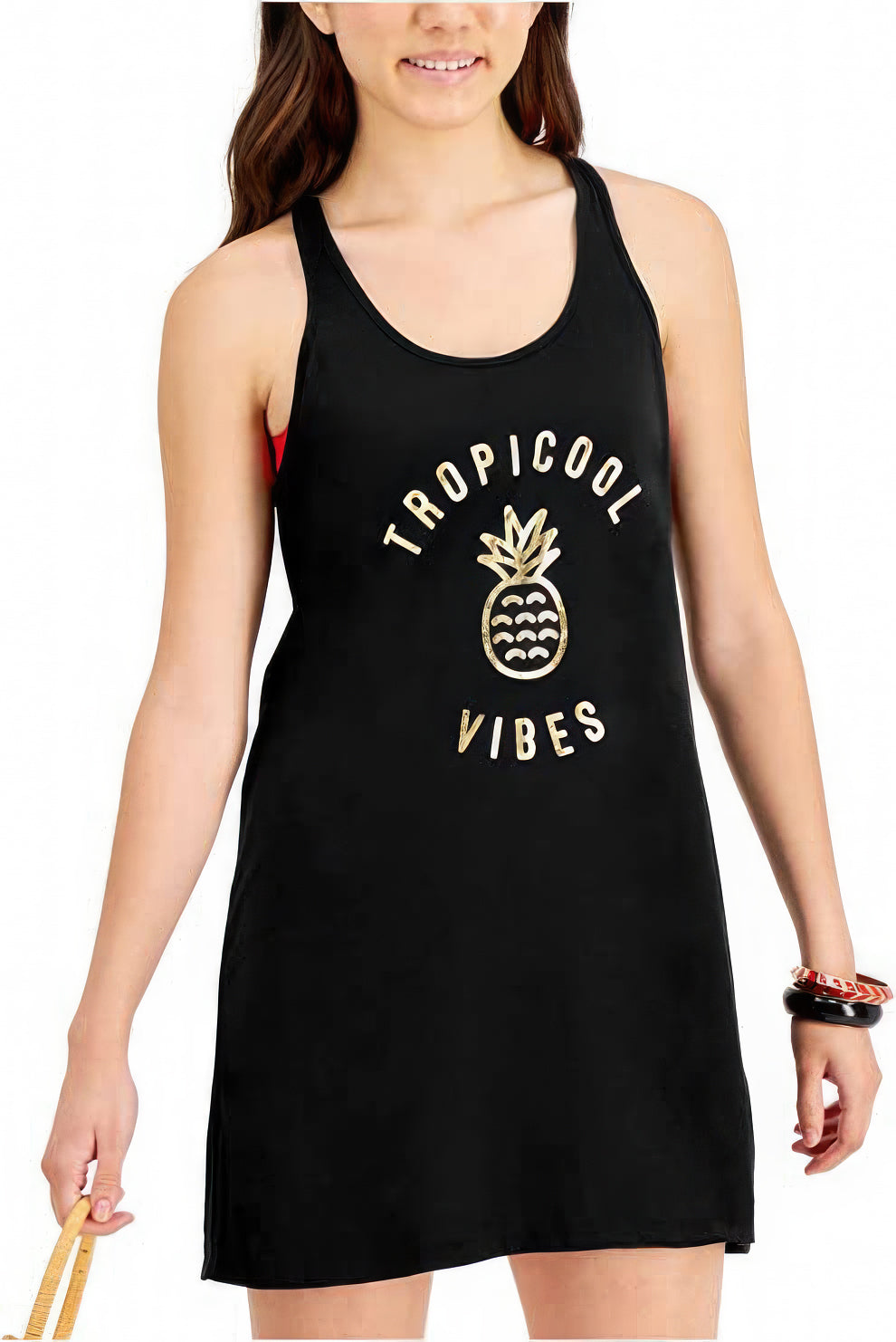 Miken Juniors Graphic-Print Cotton Cover-Up Dress Color Black Size M