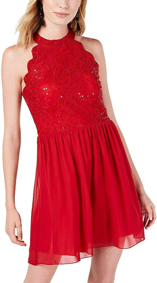 Speechless Juniors Lace Sequined Party Dress  Color Scarlet Size 3