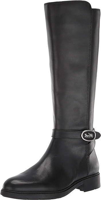 COACH Women's Ruby Horse & Carriage Boot w/ Extended Calf Color Black Leather Size 5.5B/M