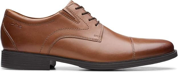 Clarks Men's Whiddon Cap-Toe Oxfords Dark Tan Leather Size 10.5